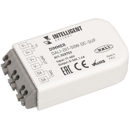 INTELLIGENT Диммер DALI-201-50W-DC-SUF (11-50V DC, 1400mА) (IARL, IP20 Пластик, 3 года) 028750
