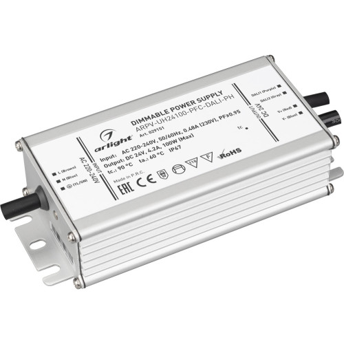 Блок питания ARPV-UH24100-PFC-DALI-PH (24V, 4.2A, 100W) (Arlight, IP67 Металл, 7 лет) 029151