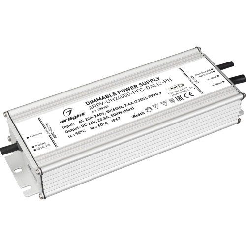 Блок питания ARPV-UH24500-PFC-DALI2-PH (24V, 20.8A, 500W) (Arlight, IP67 Металл, 7 лет) 039955