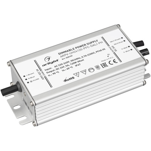 Блок питания ARPV-UH24120-PFC-DALI-PH (24V, 5.0A, 120W) (Arlight, IP67 Металл, 7 лет) 028107