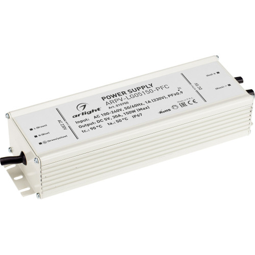 Блок питания ARPV-LG05150-PFC (5V, 30.0A, 150W) (Arlight, IP67 Металл, 5 лет) 015755