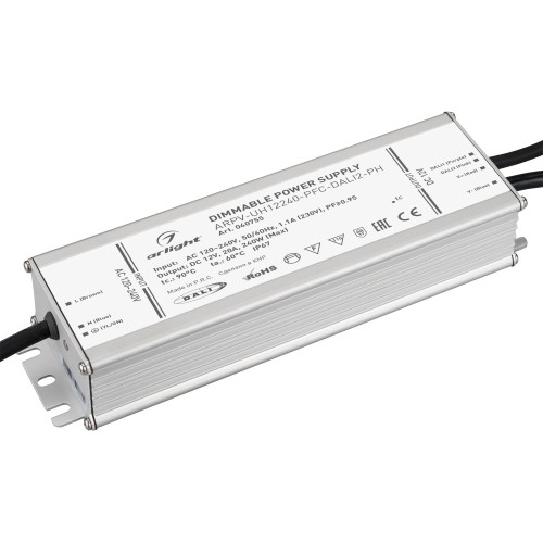 Блок питания ARPV-UH12240-PFC-DALI2-PH (12V, 20A, 240W) (Arlight, IP67 Металл, 7 лет) 040755