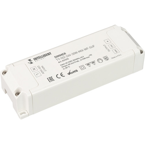 INTELLIGENT Диммер TY-102-24V-30W-MIX-WF-SUF (230V, WIFI, 433MHz, 2x0.6A) (IARL, Пластик) 031676