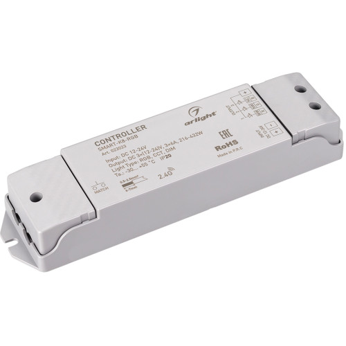 Контроллер SMART-K8-RGB (12-24V, 3x6A, 2.4G) (Arlight, IP20 Пластик, 5 лет) 023023