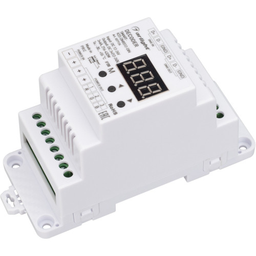 Декодер SMART-K23-DMX512-DIN (12-24V, 3x6A) (Arlight, IP20 Пластик, 5 лет) 027126