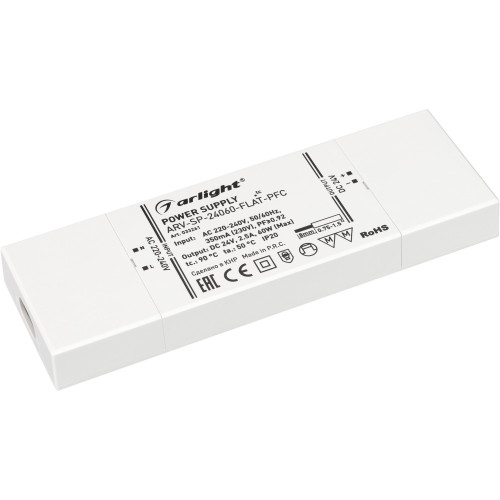 Блок питания ARV-SP-24060-FLAT-PFC (24V, 2.5A, 60W) (Arlight, IP20 Пластик, 5 лет) 033261