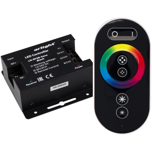 Контроллер LN-RF6B-Sens Black (12-24V, 3x8A) (Arlight, IP20 Металл, 1 год) 023375