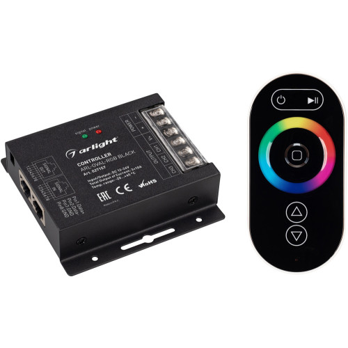 Контроллер ARL-OVAL-RGB Black (12-24V, 3x10A, ПДУ Овал, RF, RJ45) (Arlight, IP20 Металл, 3 года) 027157