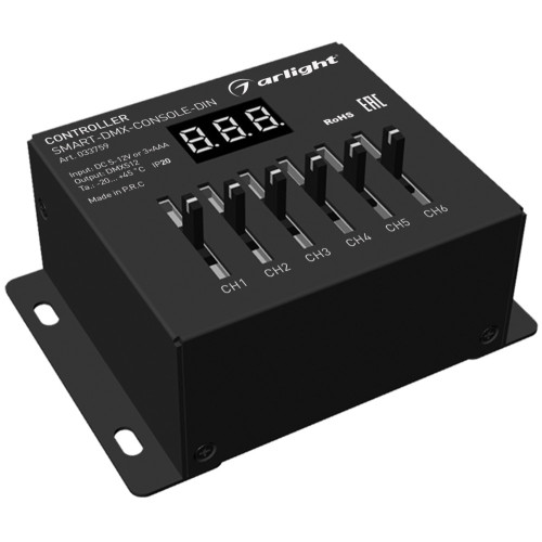 Контроллер SMART-DMX-CONSOLE-DIN (5-12V, 6CH, XLR3) (Arlight, IP20 Металл, 5 лет) 033759