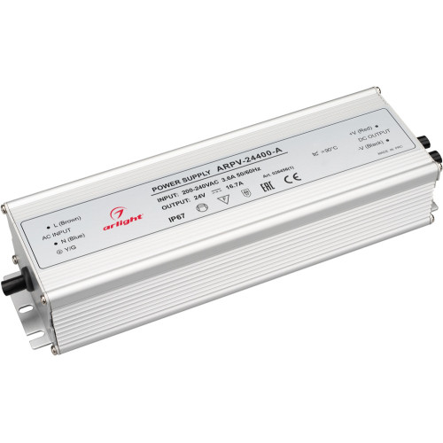 Блок питания ARPV-24400-A (24V, 16.7A, 400W) (Arlight, IP67 Металл, 3 года) 026456(1)