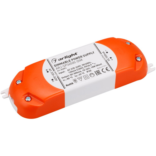 Блок питания ARJ-SP36500-DIM (18W, 500mA, PFC, Triac) (Arlight, IP20 Пластик, 3 года) 025074