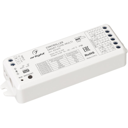 Контроллер SMART-TUYA-MULTI (12-24V, 5x3A, RGB-MIX, 2.4G) (Arlight, IP20 Пластик, 5 лет) 031679