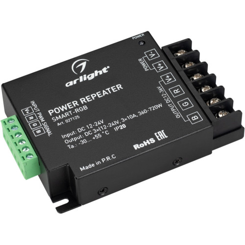 Усилитель SMART-RGB (12-24V, 3x10A) (Arlight, IP20 Металл, 5 лет) 027125