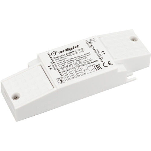 Блок питания ARJ-SP-15-PFC-TRIAC-INS (15W, 26-42V, 0.2-0.35A) (Arlight, IP20 Пластик, 5 лет) 026046(1)