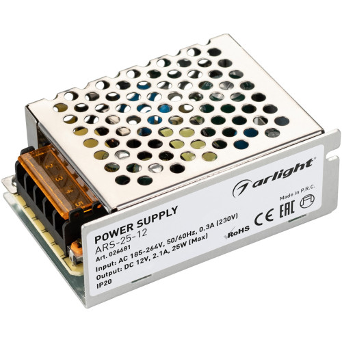 Блок питания ARS-25-12 (12V, 2.1A, 25W) (Arlight, IP20 Сетка, 2 года) 026681