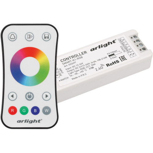 Контроллер SMART-RGB-SET-RING (12-24V, 3x3A, ПДУ 2.4G) (Arlight, IP20 Пластик, 5 лет) 034807