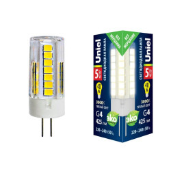 Лампочка светодиодная LED-JC-220/5W/3000K/G4/CL GLZ09TR картон