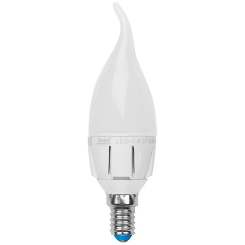 Лампочка светодиодная LED-CW37-6W/NW/E14/FR/DIM ALP01WH пластик