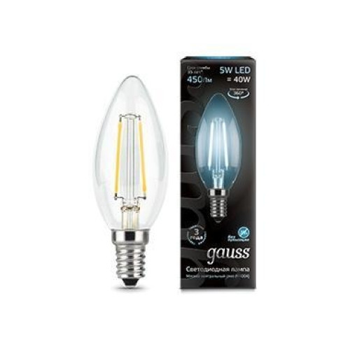 Лампочка LED Filament Candle E14 5W 4100К 1/10/50 103801205