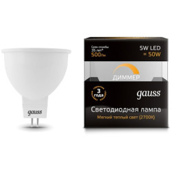 Лампочка LED MR16 GU5.3-dim 5W 3000K  диммируемая 101505105-D
