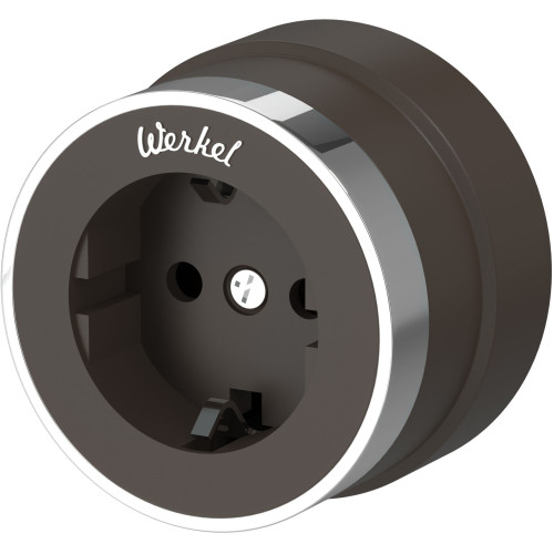 Розетка с заземлением (мокко матовый/хром) W5871052 Werkel (a055927)