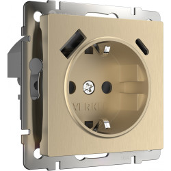 Розетка с быстрой зарядкой USB Type A+С шампань рифленый W1171710 (a056276)
