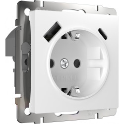 Розетка с быстрой зарядкой USB Type A+С белая W1171701 (a056272)