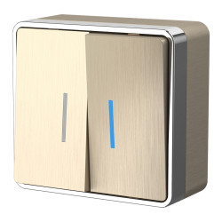 Выключатель двухклавишный с подсветкой Gallant (шампань рифленый) W5020110 (a051043)