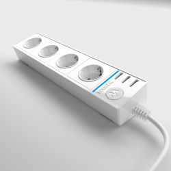 Розеточный блок 4-х местный + 3 USB белый W6514901 (a051460)