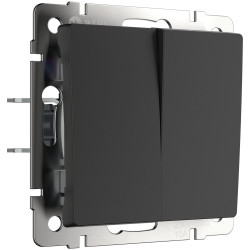 Выключатель двухклавишный проходной (черный матовый) W1122008 (a051621)