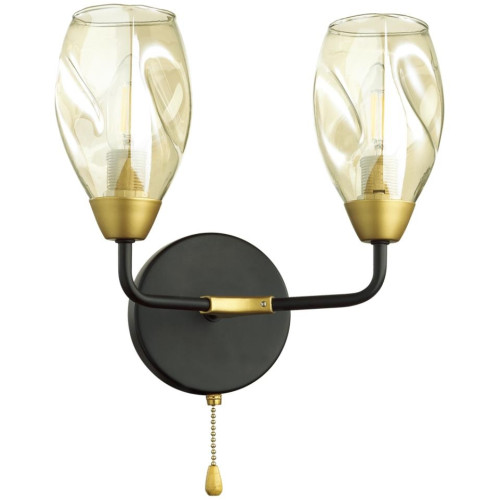 Бра с выкл. Fawn 5208/2W черный, золотой E14 2*40W
