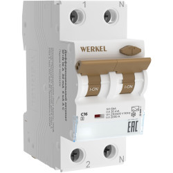 Дифференциальный автомат 1P+N 16 A 30 mА 6 kА C A W922P166 Werkel (a062444)
