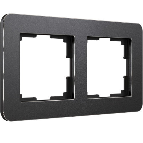 Рамка на 2 поста Platinum черный алюминий W0022608 Werkel (a059213)