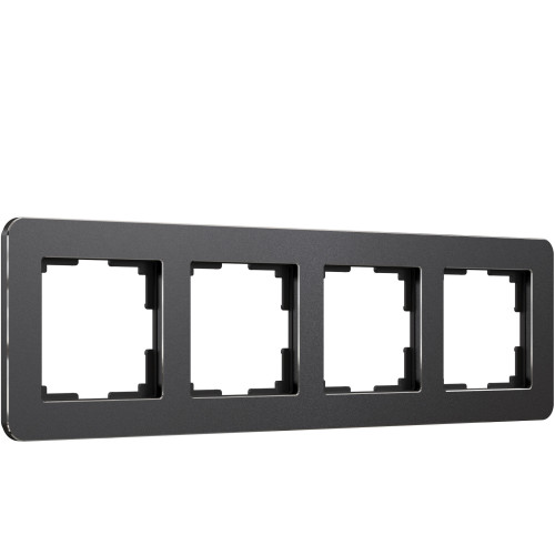 Рамка на 4 поста Platinum черный алюминий W0042608 Werkel (a059219)