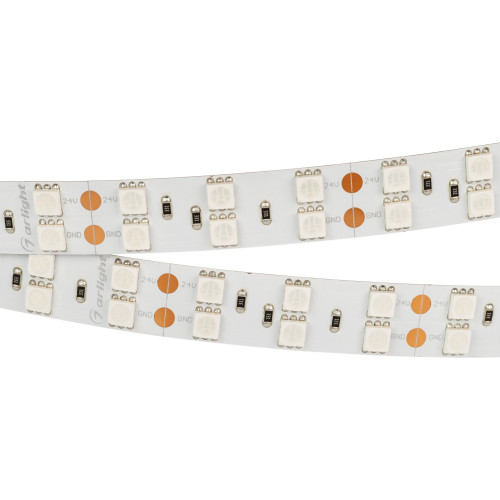 Светодиодная лента RT 2-5000 24V Yellow 2x2 (5060, 600 LED, LUX) (Arlight, 28.8 Вт/м, IP20) 011263
