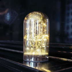 Светодиодная Стеклянная Колба Тепло-Белая с Мерцанием на Батарейках, 15 LED